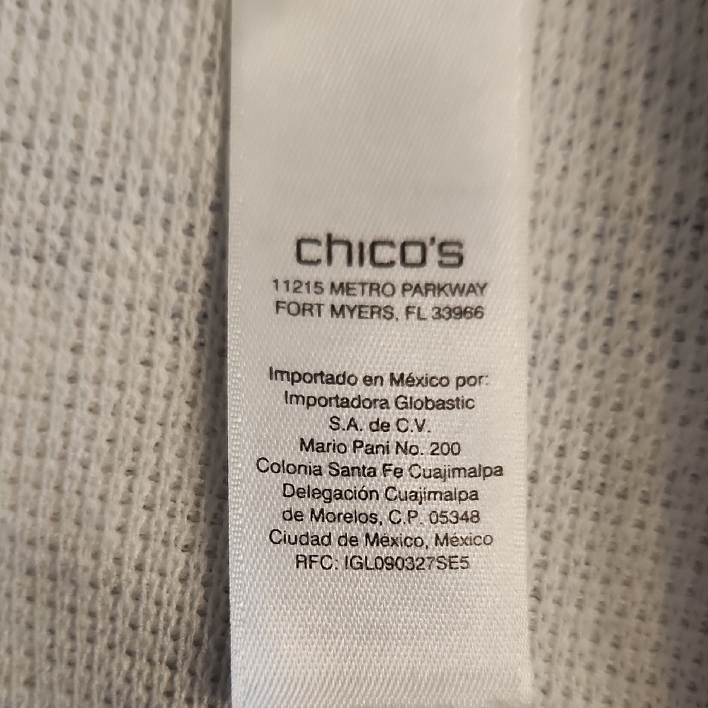 Chico's Blue and White 3/4 Sleeve Relaxed Blouse - Picture 8 of 12